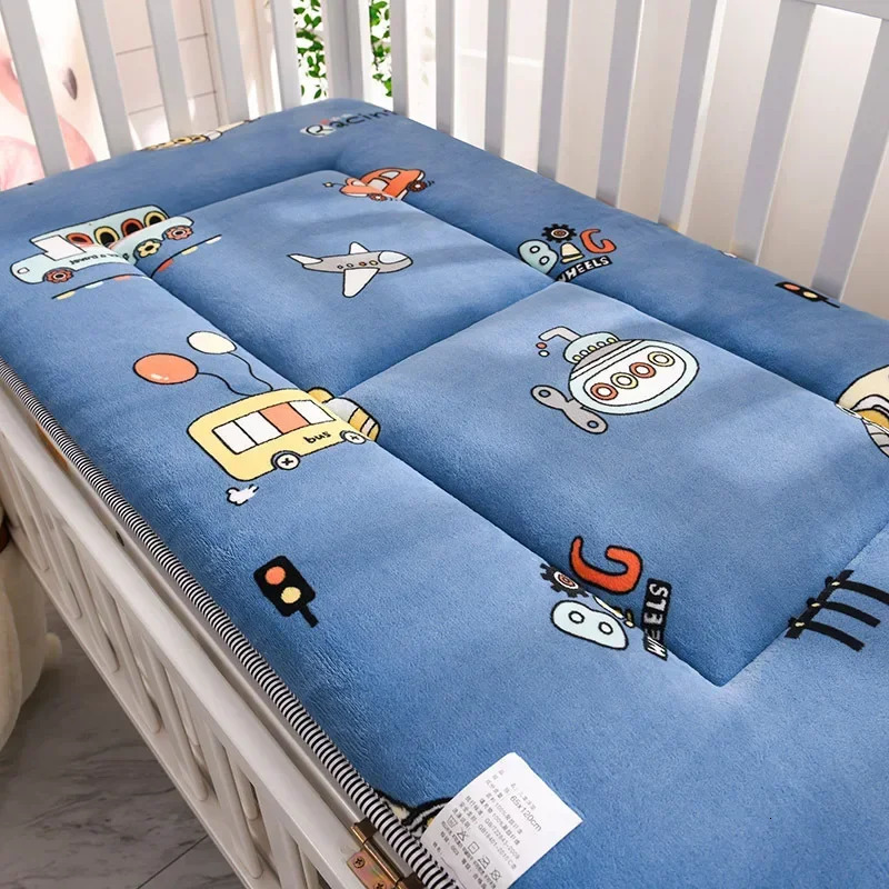 Baby Crib Bedding Set 120x60cm Toddler Bed Mattress Pad Fleece Breathable Boys Girls Cartoon Room Cute Floor Play Mat 240106