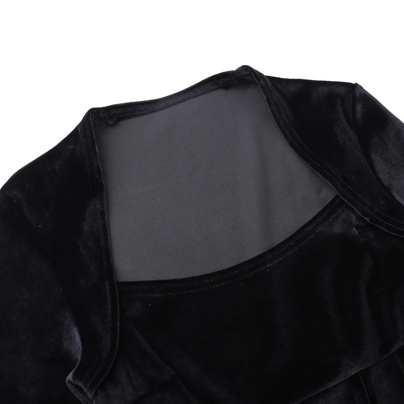 WannaThis Velvet Square Corset A Line Women Formal Dress Bodycon Long Sleeve Year Elegant Autumn Party Sexy Lady Mini Dress 240106