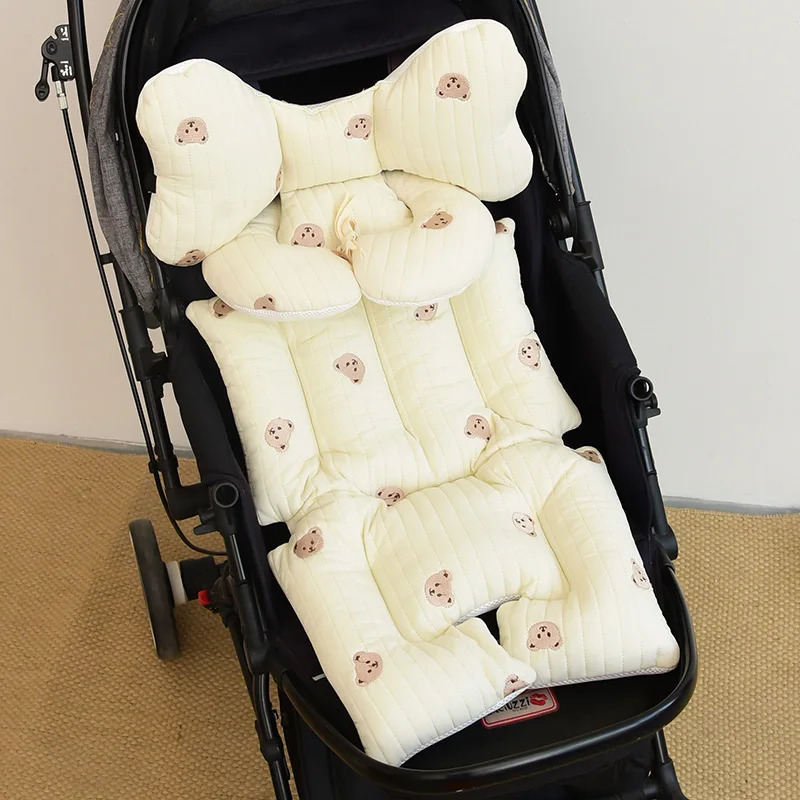 Baby Stroller Seat Liner Protector born Cotton Car Cushion Pad Infant Toddler Neck Support Cart Mattress Mat Pram Accessories 240106