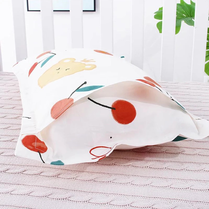 Cartoon Children's Bed Pillowcase Breathable Rectangular 100 Cotton Baby Pillow Case Envelope Infant Protective Cover 240106