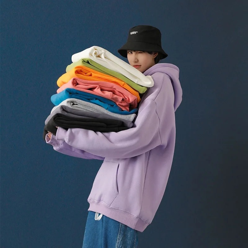 Men Women Casual Hooded Sweatshirt Long Sleeve Pullover Solid 18 Colors Hip Hop Autumn Winter Korean Fashion Couple Hoodies Y2K 240106