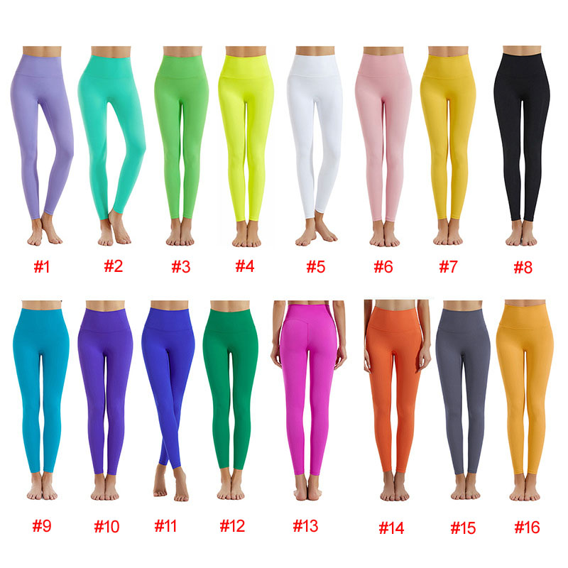 LL Naked Yoga Pants Women's High Waist Hip Fitness Pants Running Training Quick -drying Sports Tight Pants