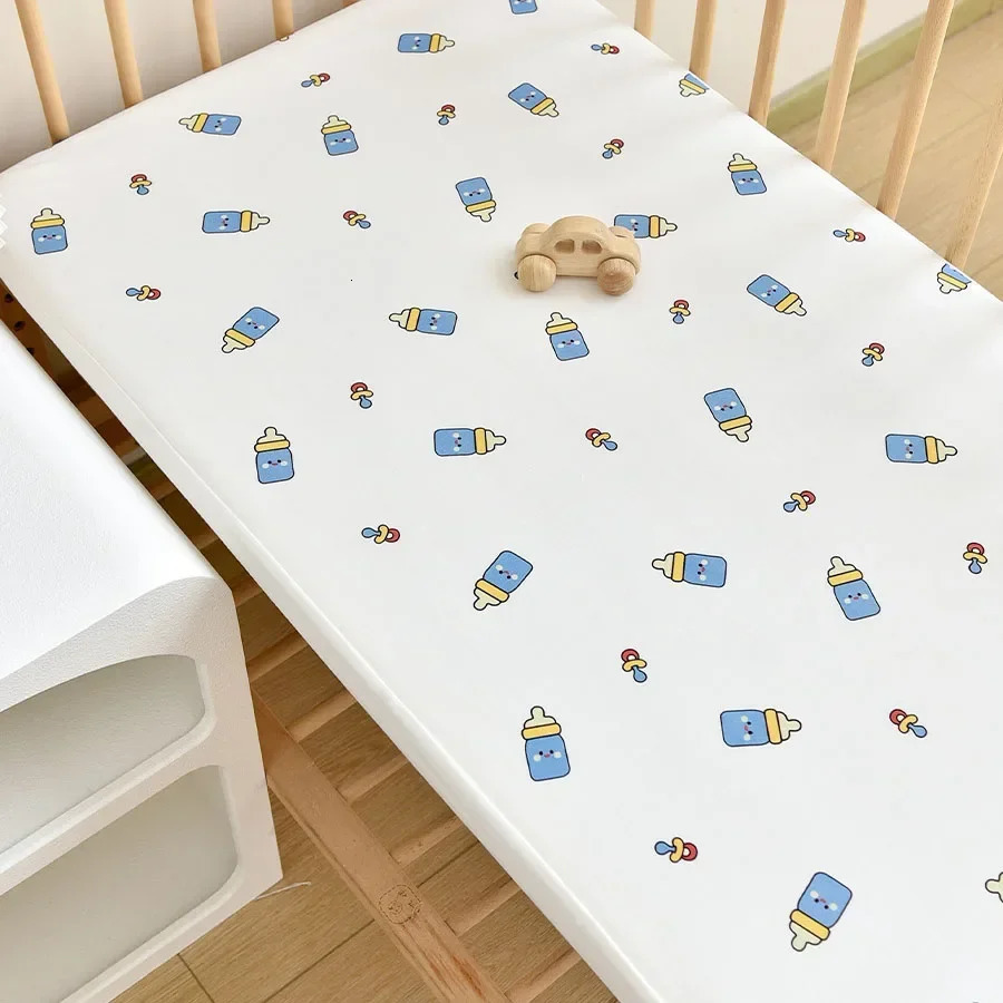 Fitted Sheet Crib Baby Bedding Set Waterproof Mattress Cover Protector 130x70cm Todller Bedspread Boys Bed 240106