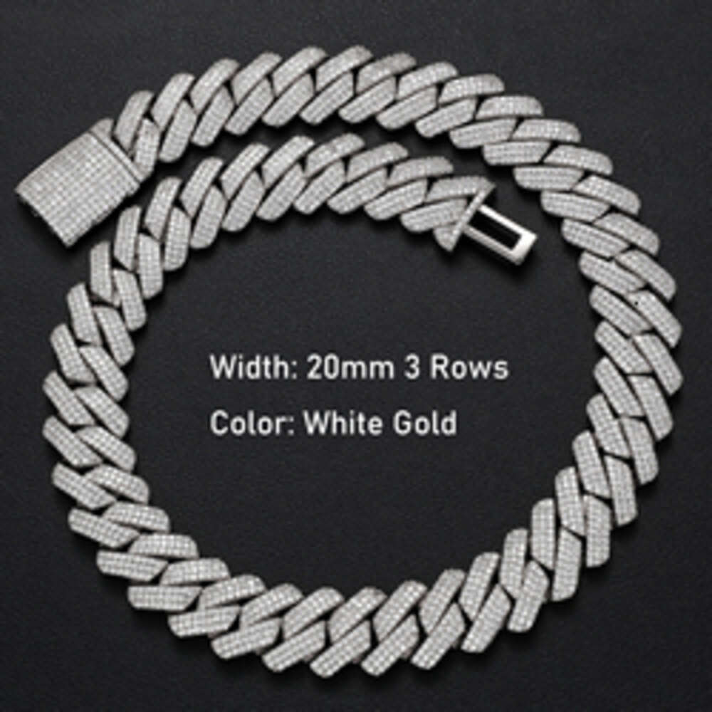 Cubana Rappers Hip Hop Jewelry Fashion 20mm Cuban Link Chain Gold Silver Plated Brass Cz Diamond Iced Out Necklace for Men