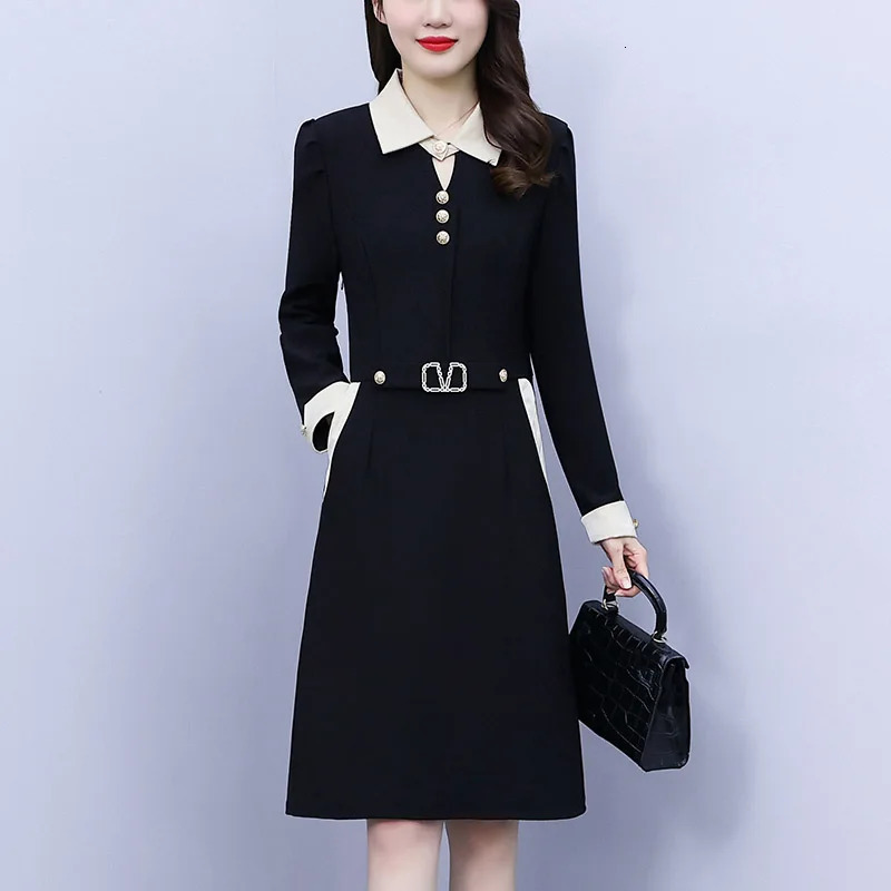 Autumn Korean Fashion Suit Dress Women's Business Casual Mature Fashion Belt Dresses Elegant Professional Attire 240106