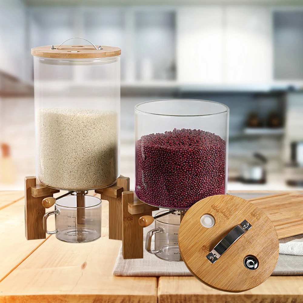 Flour and Cereal Container 5L/7.5L Rice Dispenser Creative Glass Food Storage Container for Kitchen Organization 240106