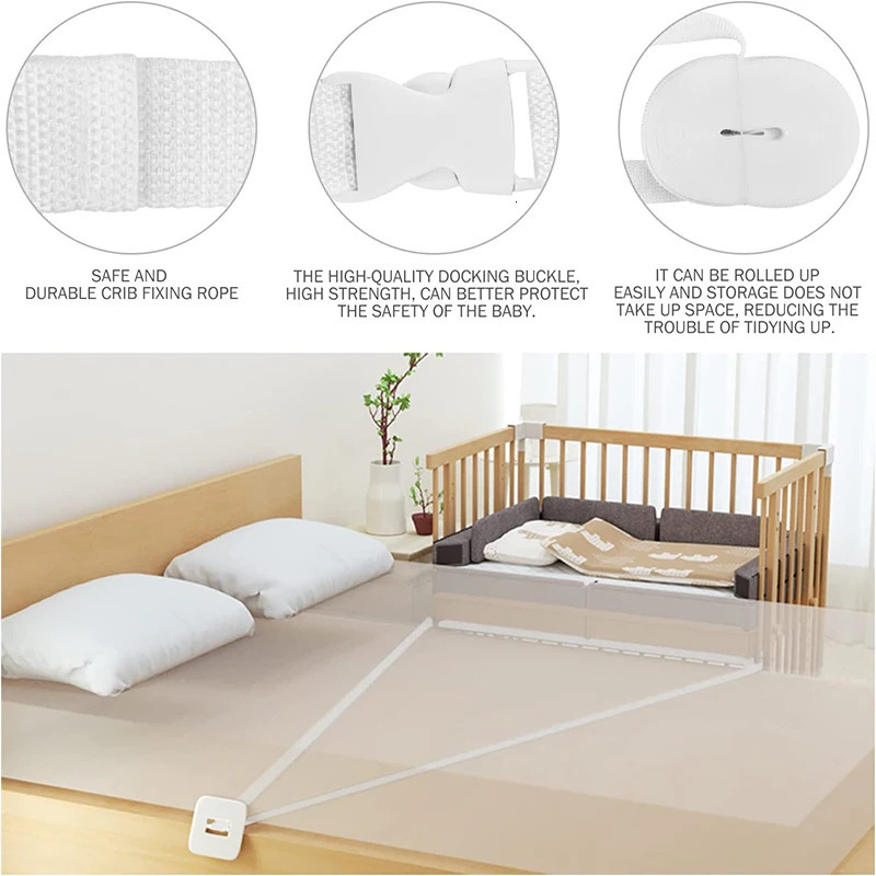 Bed Connector Mattress Strap Belt Sheet Baby Fixing Fasteners Holder Crib Bridge Ropes Straps Twin Connecting Fixation 240106