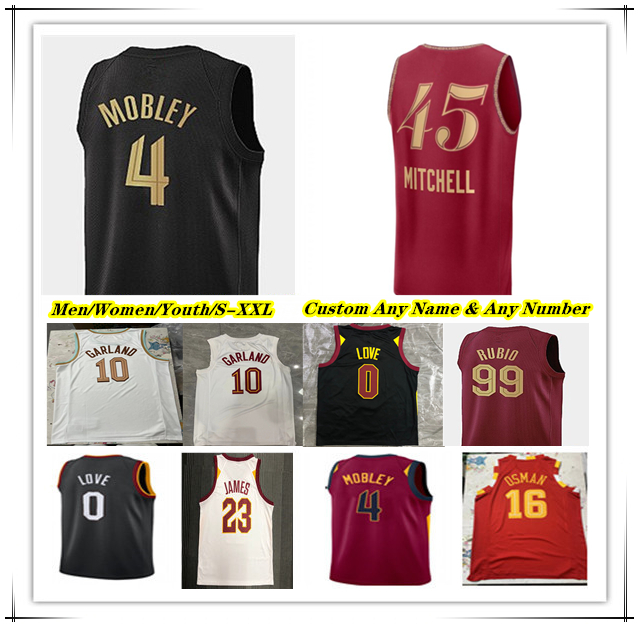 Printed Donovan Mitchell Cleveland Basketball Jersey Darius Garland Evan Mobley Caris LeVert Jarrett Allen Max Strus Isaac LeBron Okoro James Shawn Kemp Kevin Love