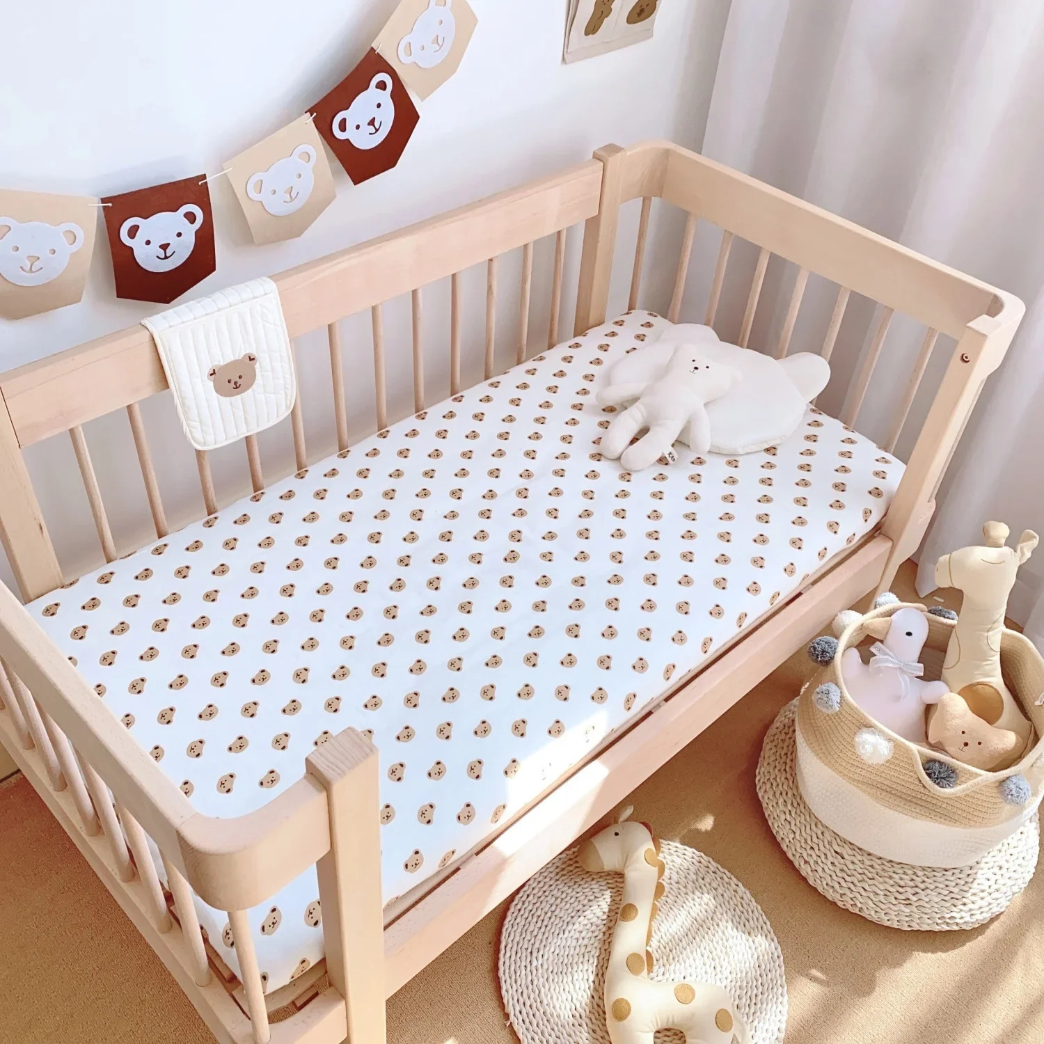 Baby Sheets Muslin Cotton Soft Crib Fitted Mattress Cover Craddle Cot Boys Girls born Bedding Set 130x70cm 240106