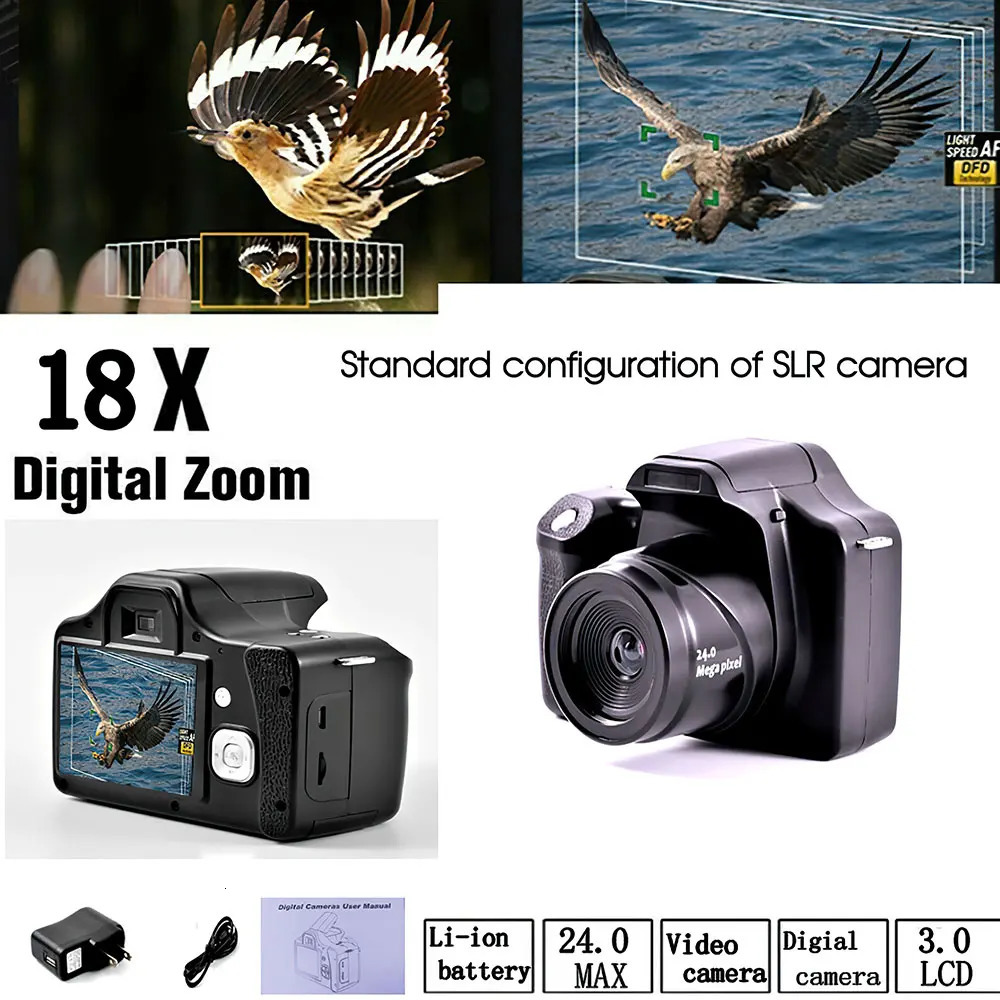 DSLR Camera 18X Medium Telepo Digital Camcorder Full HD 30 Inch display Electronic Antishake for Pography Video Shooting 240106