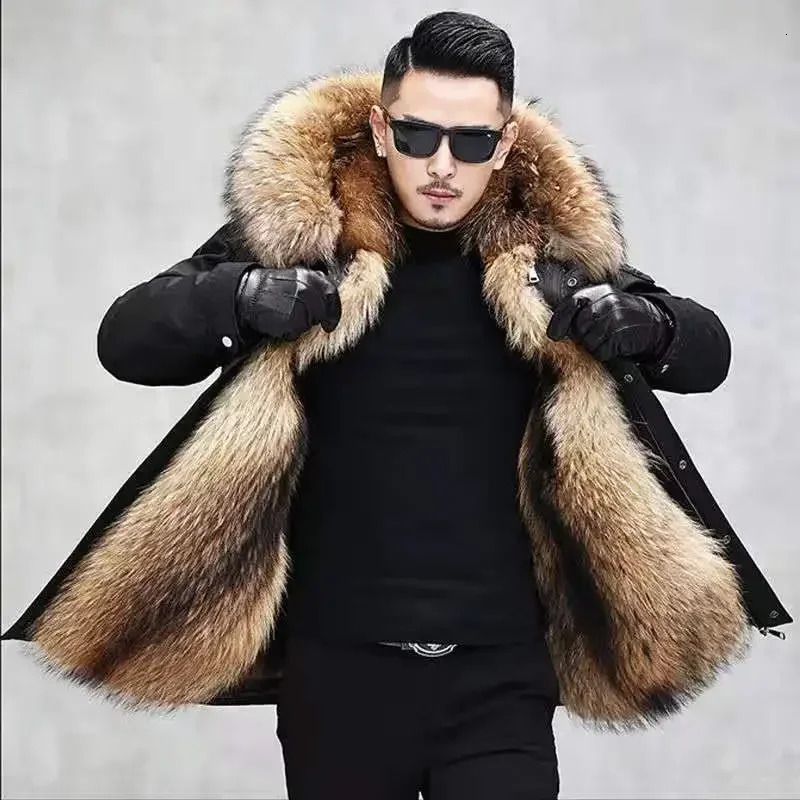 Casual Winter Men's Down Jacket Fox Fur Men's Coat Men Clothing Coat Winter Jackets Mens Jacket Men Jacket 240106