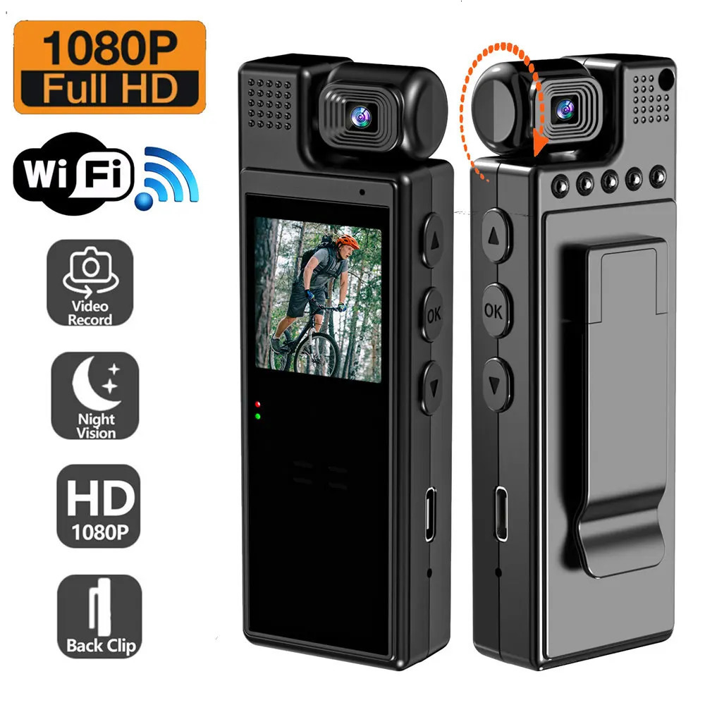 Wifi Mini Camera Full HD 180 Rotate Sports Bodycam Digital Video Recorder BodyCam Infrared Night Vision Camcorder 240106