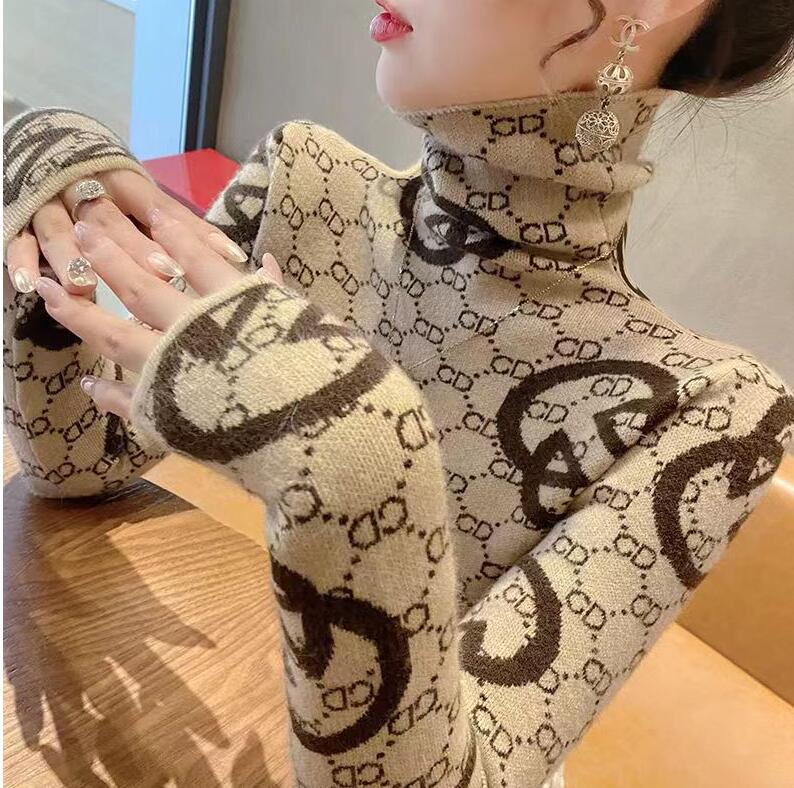 Designer Sweater Loose Y2K Women's Sweaters G Brand Thin Print Turtleneck Casual Knitted Jacket oversized long sleeve shirts