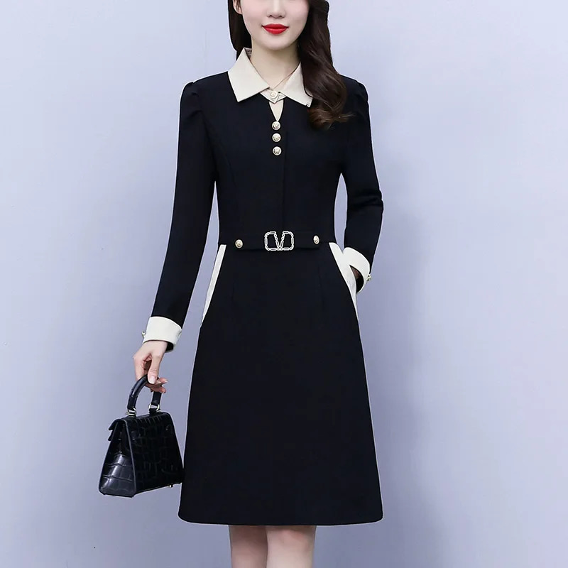 Autumn Korean Fashion Suit Dress Women's Business Casual Mature Fashion Belt Dresses Elegant Professional Attire 240106