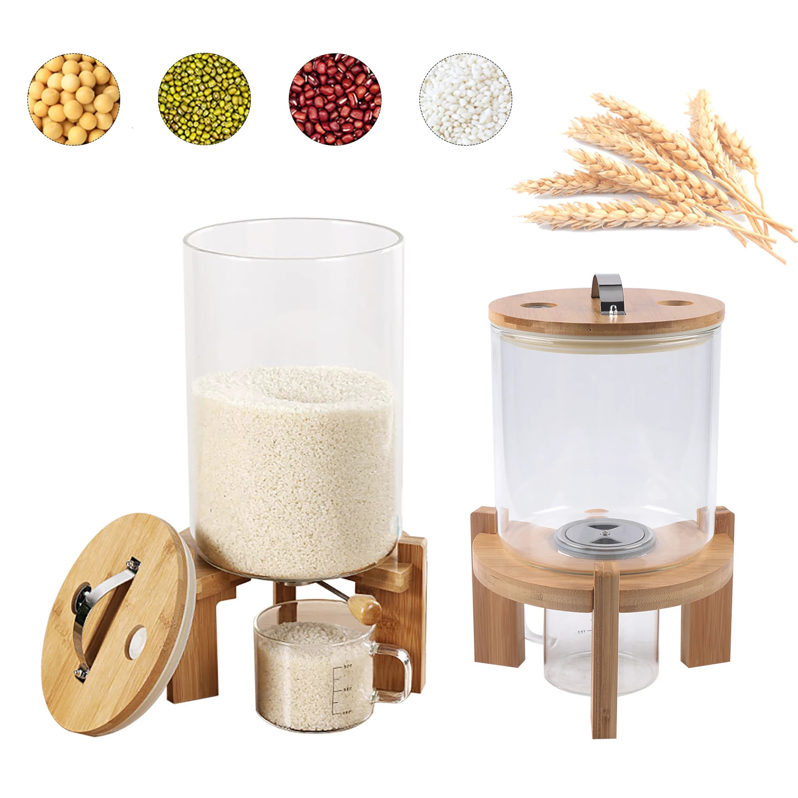 Flour and Cereal Container 5L/7.5L Rice Dispenser Creative Glass Food Storage Container for Kitchen Organization 240106
