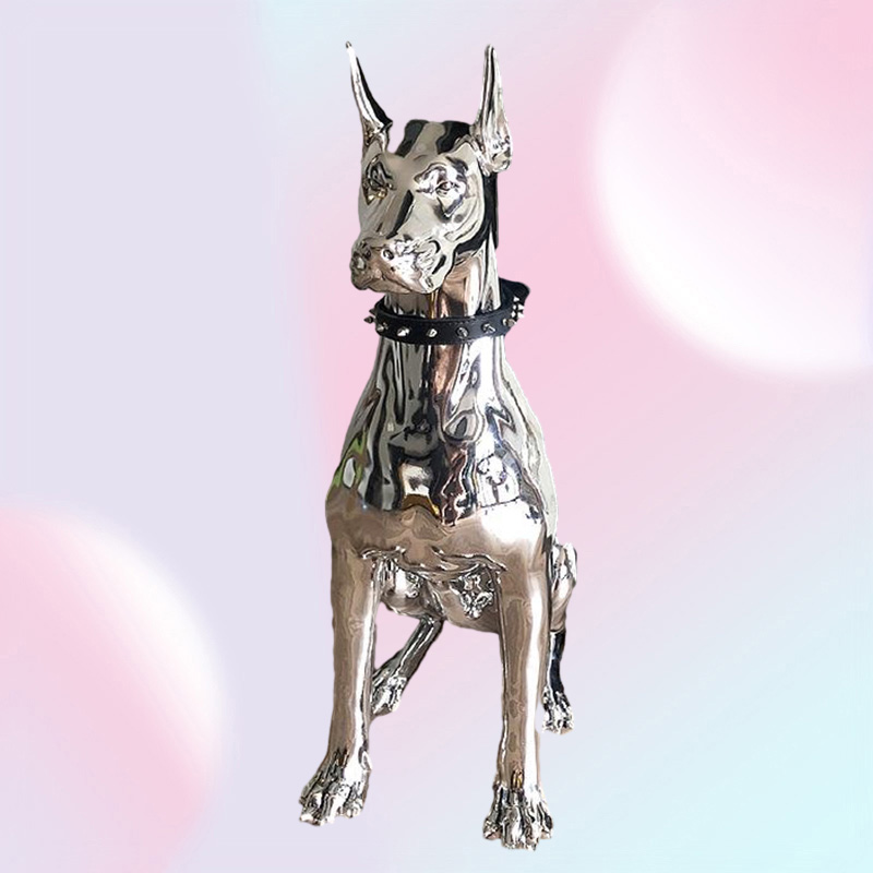 Decorative Objects Figurines 1PCS Sculpture Doberman Dog Large Size Art Animal Statues Figurine Room Decoration Resin Statue Ornam