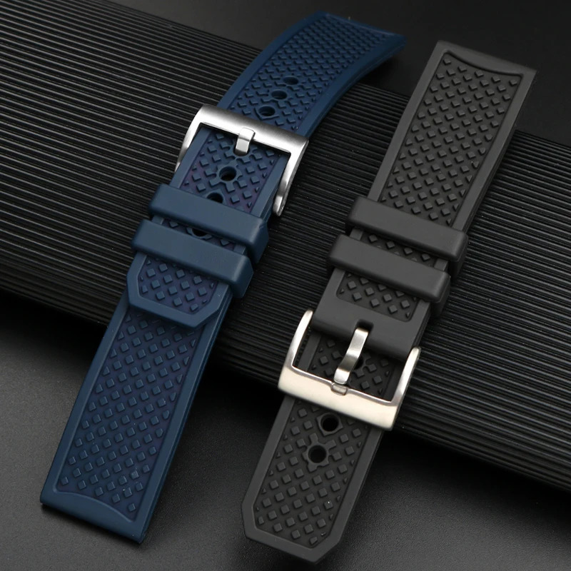 23mm 24mm Fluororubber Watchband Pin Buckle Accessories replace for strap CALIBRE Soft watch band WSCA0006 240106