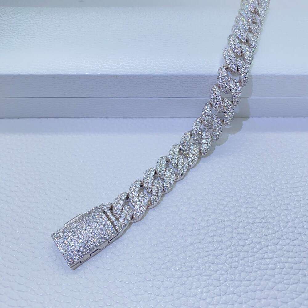 bracelet necklace mossanite Fine Jewelry Women Micro Paved Cuban Bracelets D VVS Lab Diamond Cuban Link Chain Iced Out 925 Silver Moissanite Cuban Bra