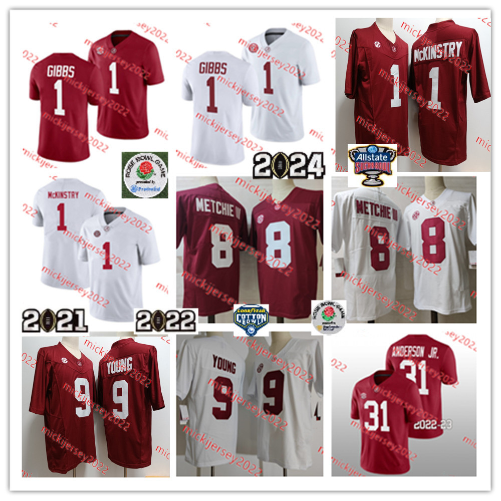 Mens Bryce Young Jahmyr Gibbs Football 2024 Rose Bowl Jersey Stitched Will Anderson Jr. John Metchie III Kool-Aid McKinstry Jerseys