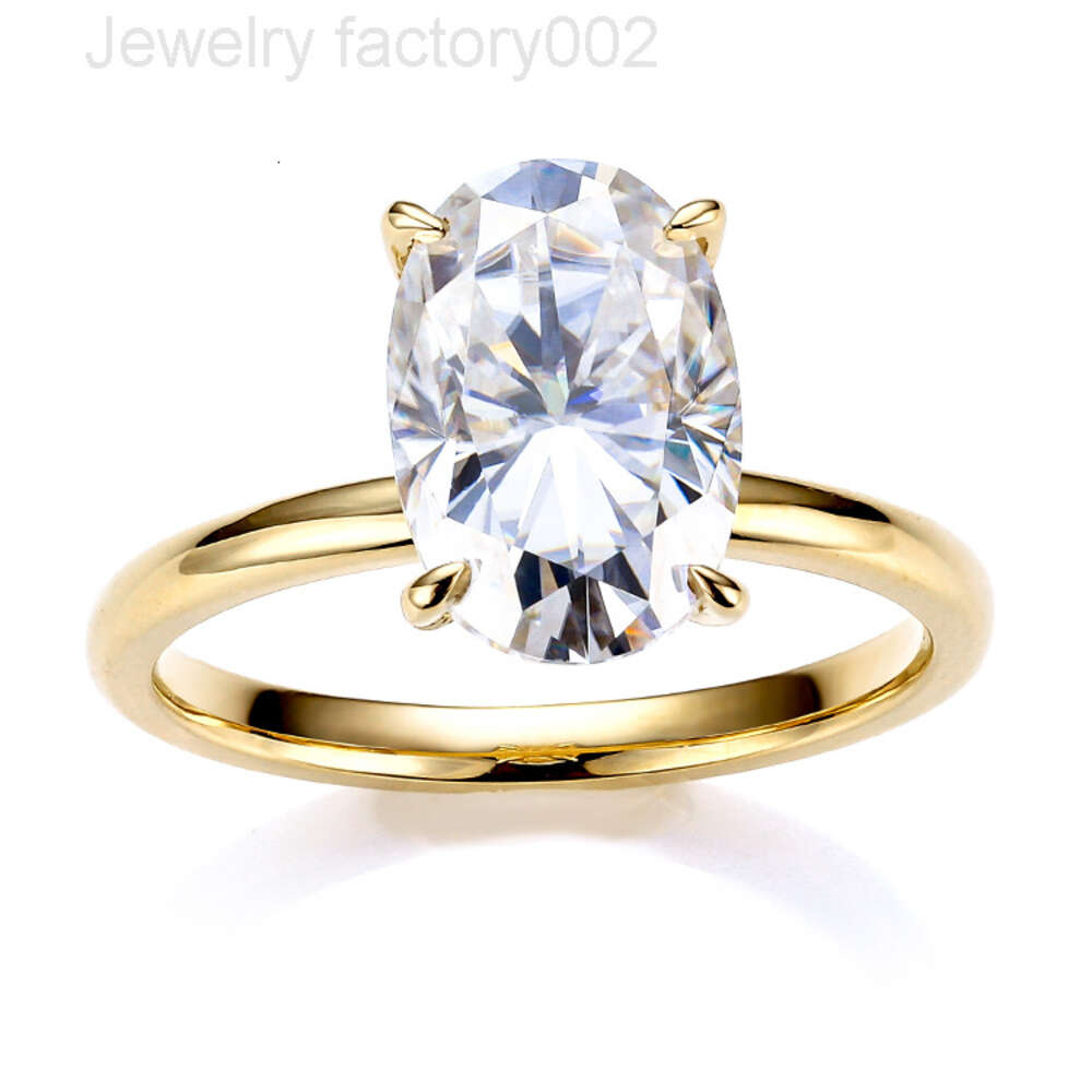 Wholesale 14K /18K /Platinum Moissanite 5 CT Oval Solitaire Solid Gold Ring Women Diamond White Moissanite Rings