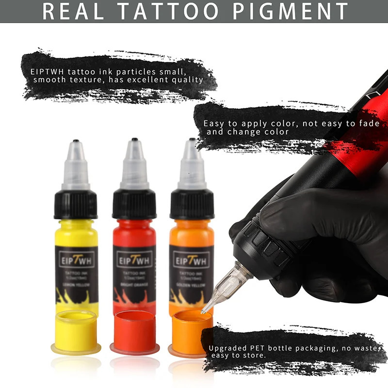 15ml 14colors Tattoo Ink Pigment with box Body Art Tattoo Kits Professional Beauty Paints Makeup Tattoo Supplies Semi-permanent 240108