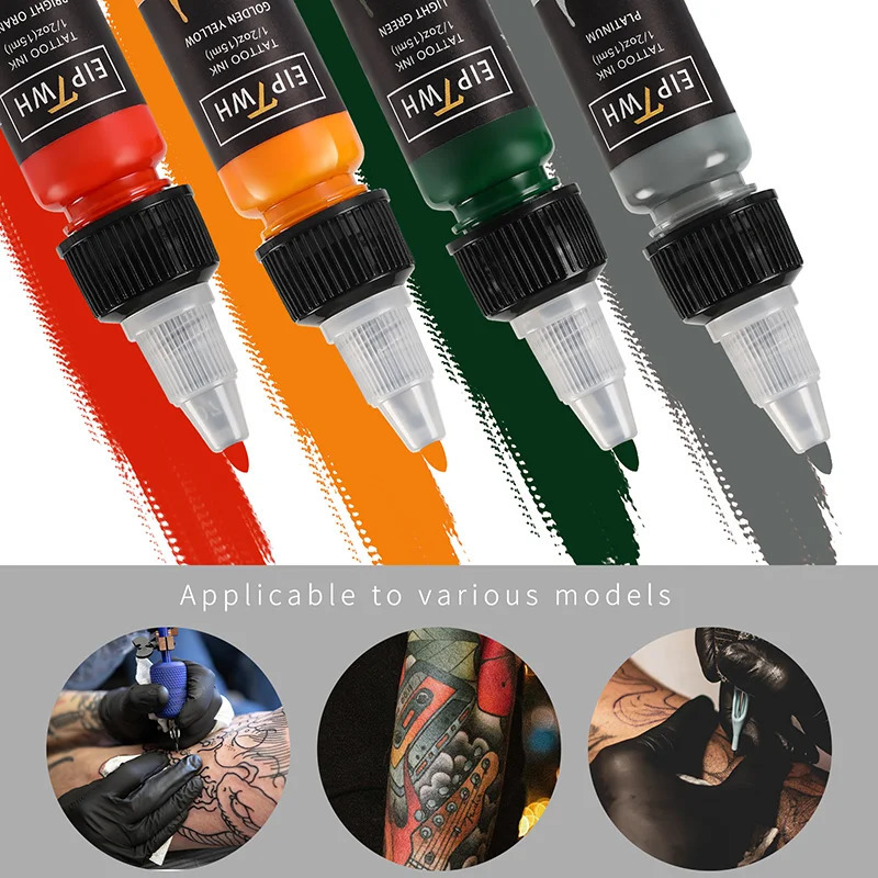 15ml 14colors Tattoo Ink Pigment with box Body Art Tattoo Kits Professional Beauty Paints Makeup Tattoo Supplies Semi-permanent 240108