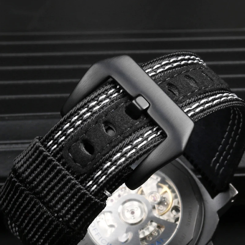 24mm 26mm Nylon Canvas Leather Watch Strap for 00984 985 Accessories Bracelet Black Blue Free Tools 240106