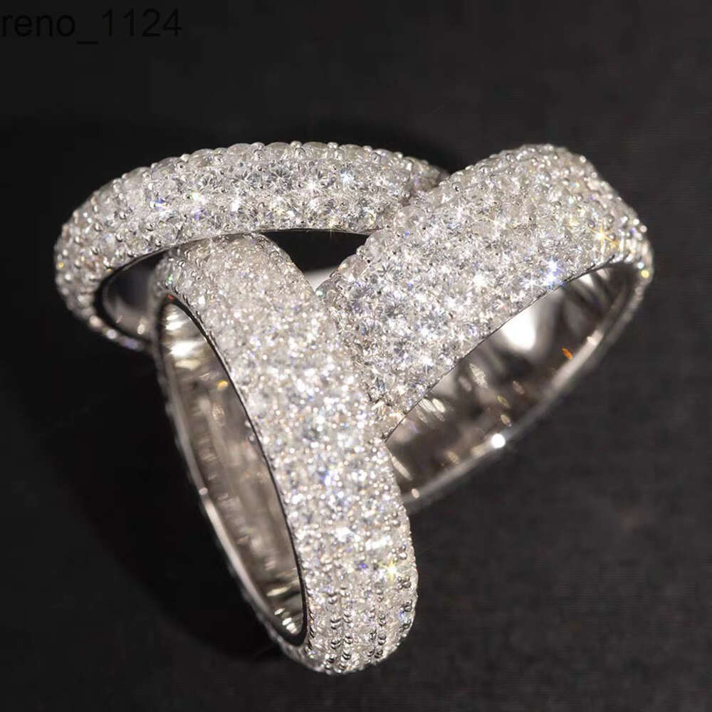 RTS Fashion Style Mans Sterg Sier Full ice out Moissanite Dia Hip Hop Rapper Cuban Ring