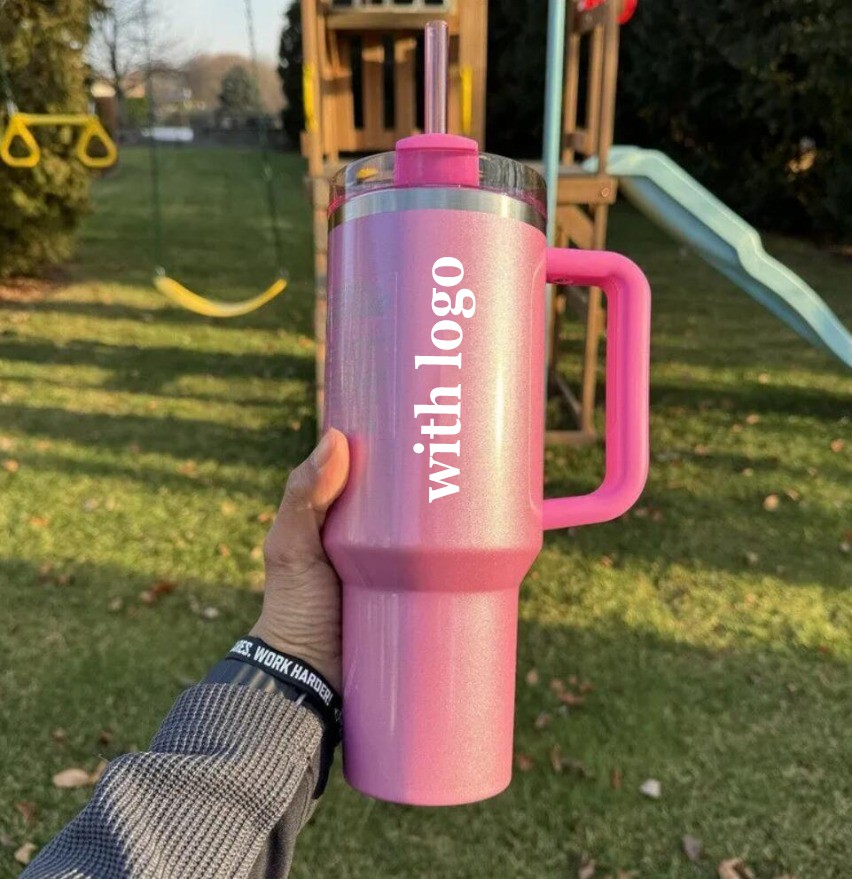 DHL With 1:1 Logo Pink Winter Shimmery Tumblers Cosmo Pink Tumblers Target Red Cups Flamingo 40 oz Camelia Water Bottles Valentine;s Day Gifts US STOC