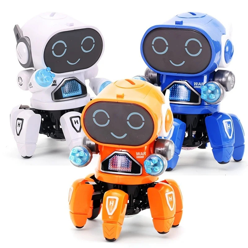 Cute 6-Claw LED Light Musical Dancing Robot An Educational and Interactive Toy for Kids - Perfect Gift for Boys 240108