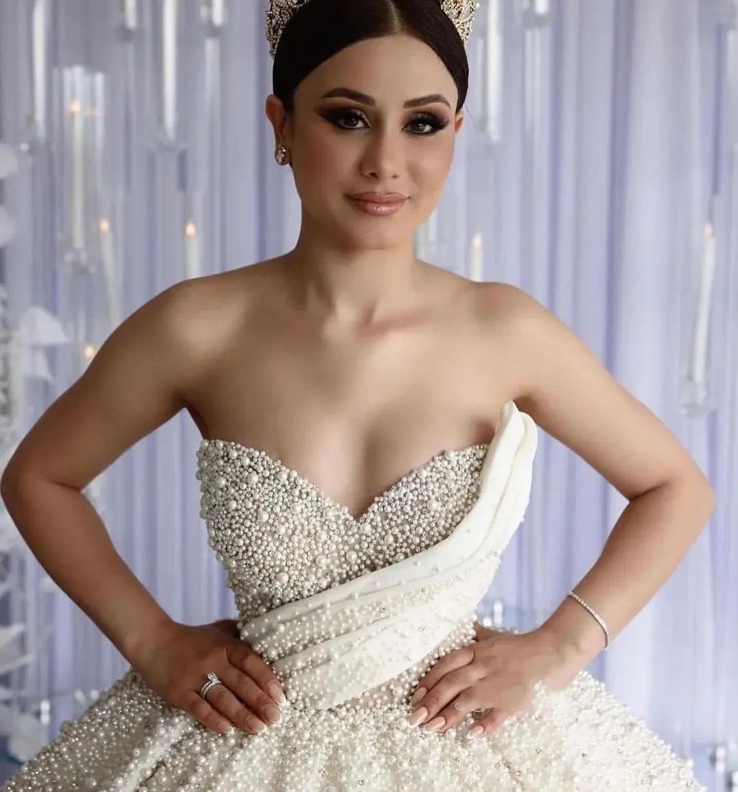 Wedding Dress Pearls Sweetheart Dubai Bridal Gowns for Women Special Brides Dresses Vestido De Casamento BC19130