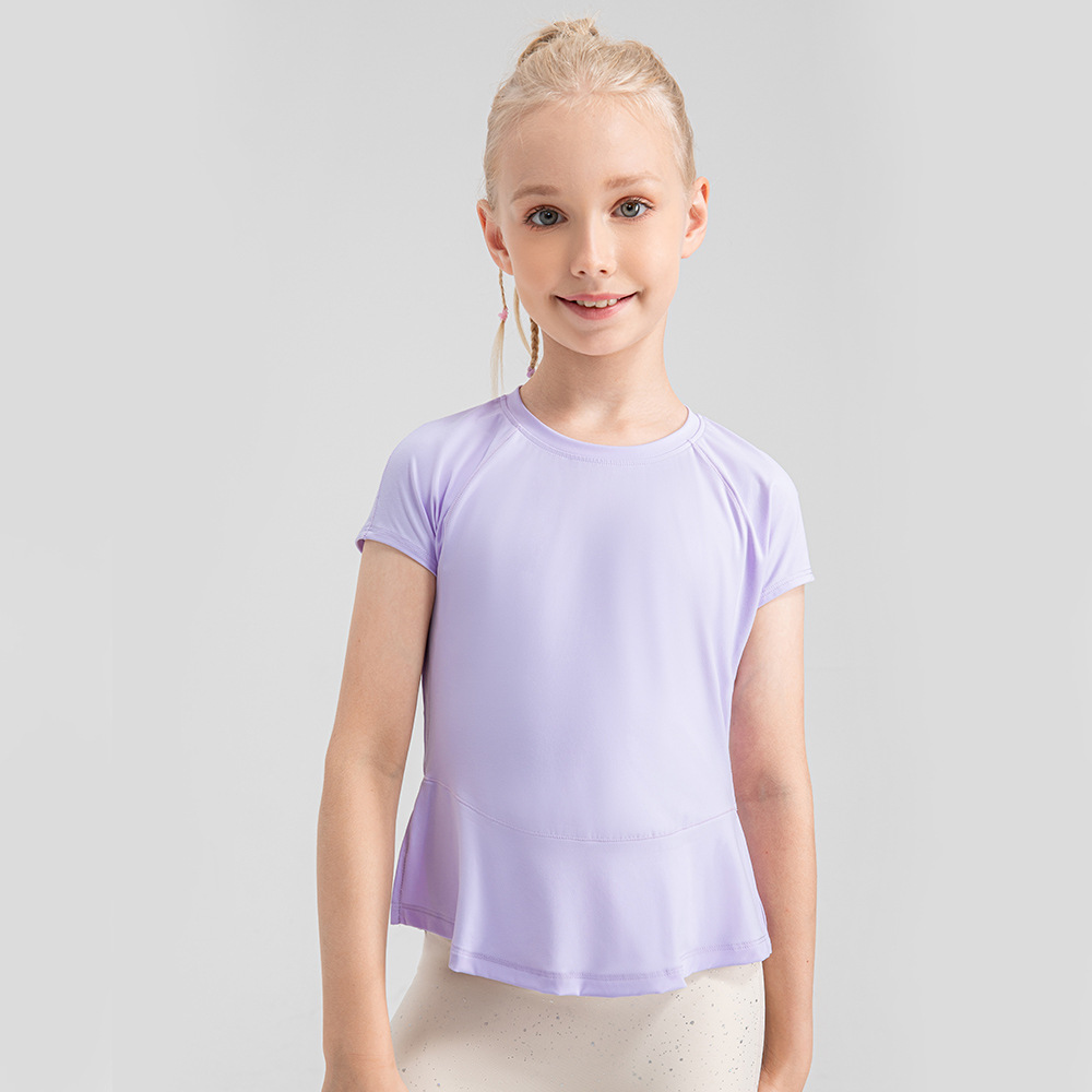 Uu-1882 Loose Yoga Short Sleeved Kids's Casual Running Dance Breathable Shirts