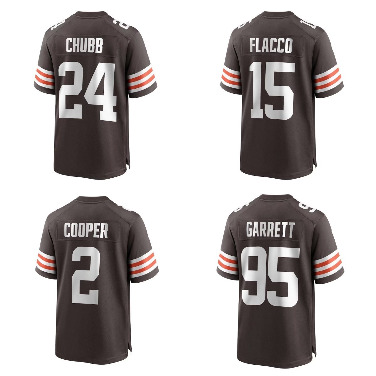Football Jersey Myles Garrett 95 Joe Flacco 15 Nick Chubb 24 Amari Cooper 2 Njoku 85 Brown Color Men's Size S-XXXL Stitched Jerseys