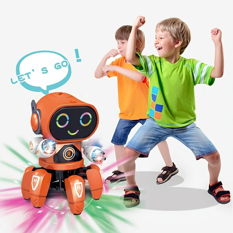 Cute 6-Claw LED Light Musical Dancing Robot An Educational and Interactive Toy for Kids - Perfect Gift for Boys 240108