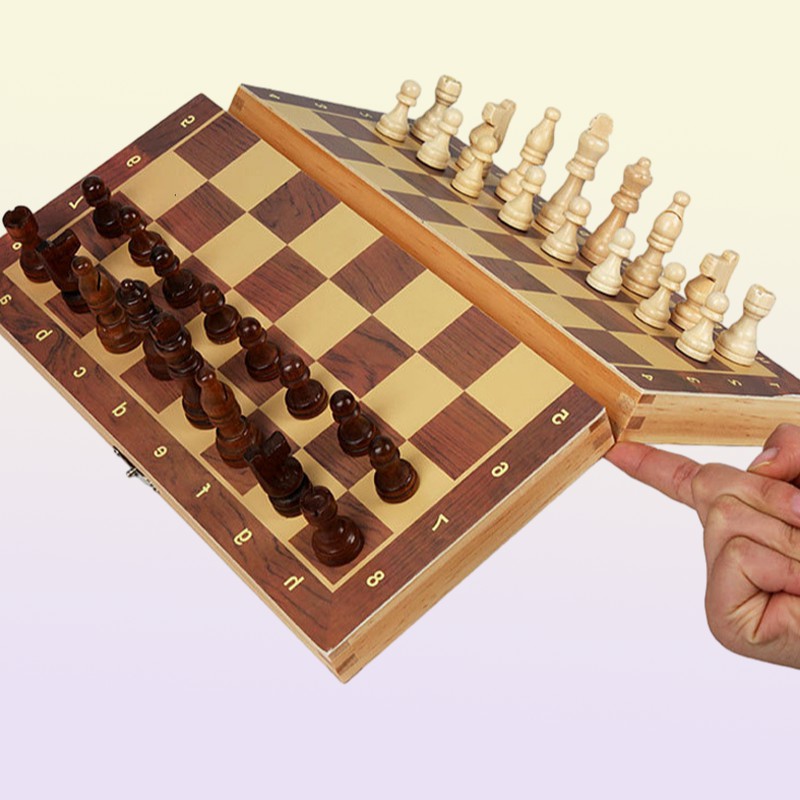 Outdoor Games Activities Chess Wooden Checker Board Solid Wood Pieces Folding Chess Board Highend Puzzle Chess Game 221207