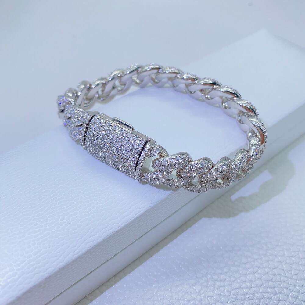 bracelet necklace mossanite Fine Jewelry Women Micro Paved Cuban Bracelets D VVS Lab Diamond Cuban Link Chain Iced Out 925 Silver Moissanite Cuban Bra