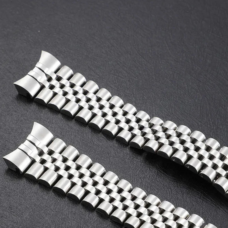 Watch Accessories 20mm 316L Solid Stainless Steel Curved End Jubilee Strap Band Bracelet Fit for bracelet 240106