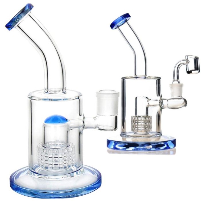 Very Unique Piece Bong Egg Gourd Shape Glass Bongs Showerhead Tire Recycler Perc Glass Water Pipes With 14 Mm Joint Blue