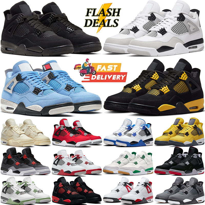 White Oreo basketball shoes men women 4s Military Black Cat Sail Red Cement Yellow Thunder Cool Grey Blue University Seafoam mens sports sneakers