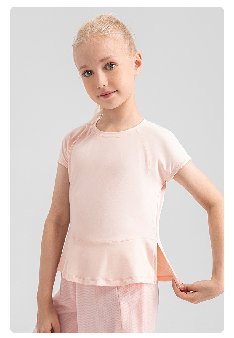 Uu-1882 Loose Yoga Short Sleeved Kids's Casual Running Dance Breathable Shirts