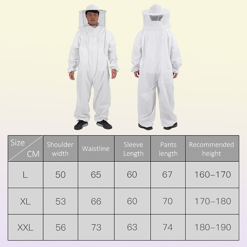 Other Garden Supplies White Beekeeper Suit Professional Beekeeping Supplies Comfortable Cotton Beekeeper Suit Maximum Sting Protec