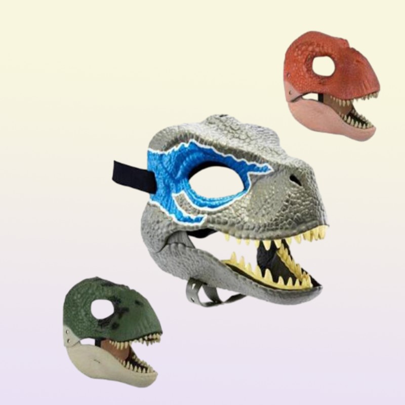 Dragon Dinosaur Jaw Mask Open Mouth Latex Horror Dinosaur Headgear Dino Mask Halloween Party Cosplay Props Scared MaskGC1390