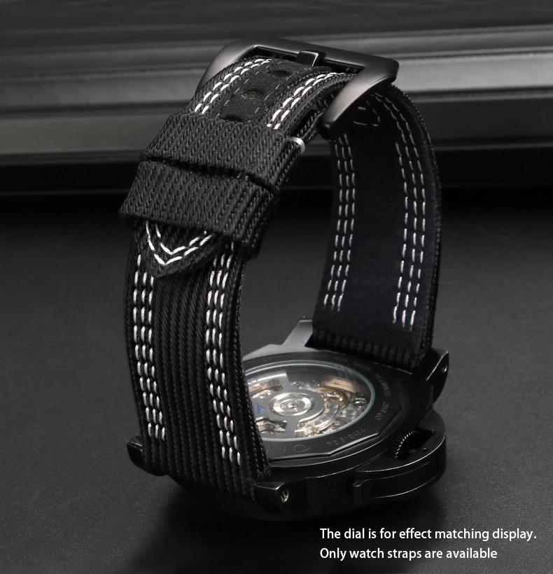24mm 26mm Nylon Canvas Leather Watch Strap for 00984 985 Accessories Bracelet Black Blue Free Tools 240106
