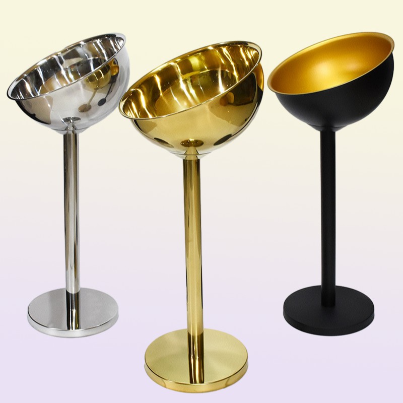 Tabletop Wine Racks 304 Stainless Steel Champagne Basin Floor Standing Stand Cooling Ice Bucket Golden Silver Wine Beer Ice Bucket