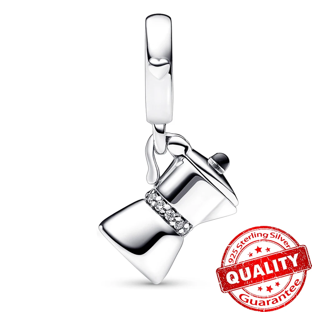 New 925 Sterling Silver Moka Coffee Pot Dangle Charm Fit Original Pan Bracelet Bangle Women DIY Jewelry Gift