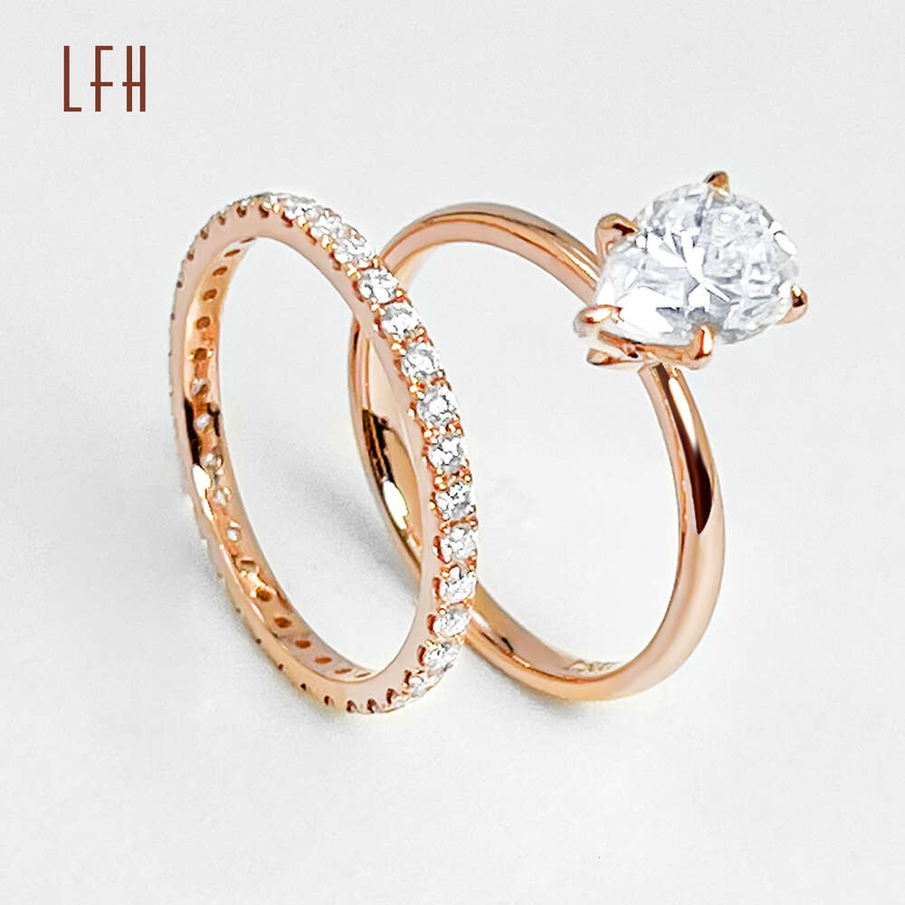 Round Custom Moissanite Rings Women Real Rose Wedding Solid Ring Gold for Couples