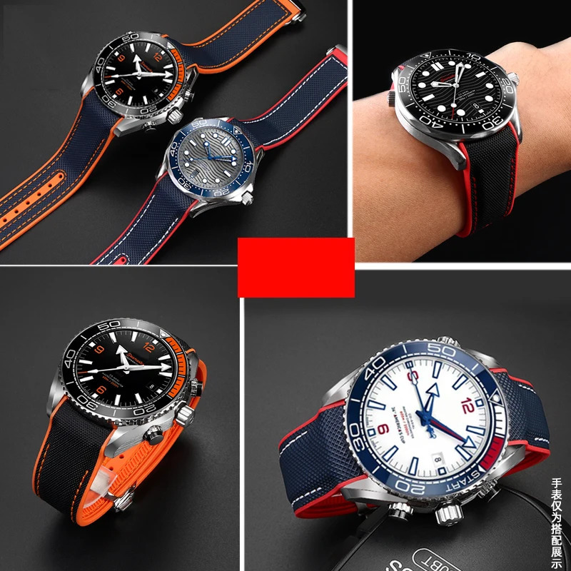 20mm 22mm Nylon Rubber Watchband For Men Deployant Clasp Strap Watch Accessorie Silicone 240106
