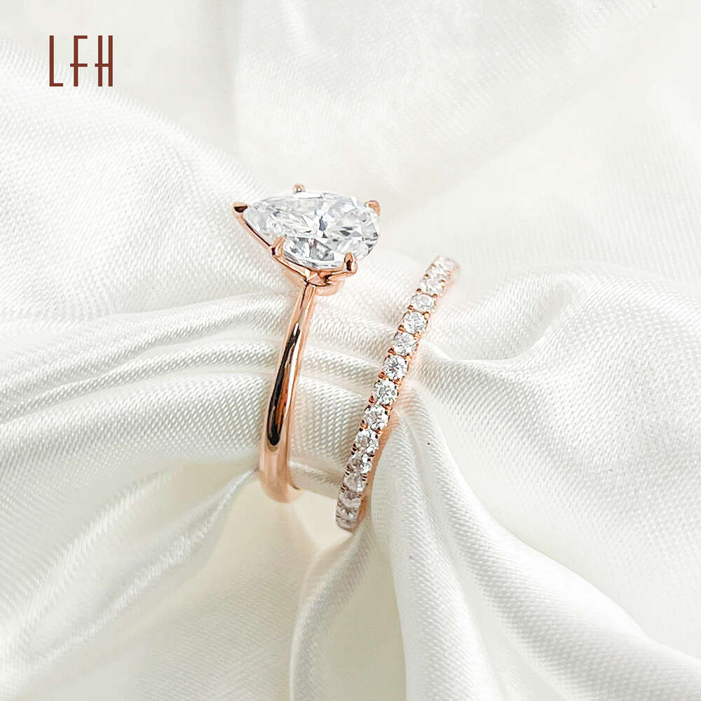 Round Custom Moissanite Rings Women Real Rose Wedding Solid Ring Gold for Couples