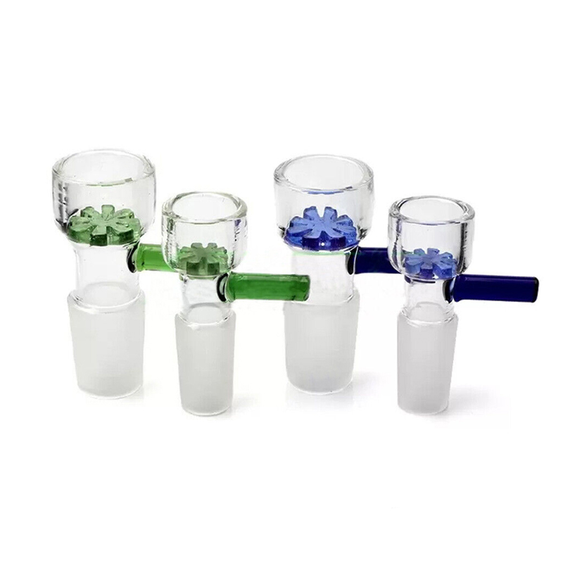 Flower Snowflake Star Screen Herb Slide Glass Bowl Smoking Accessories 10mm 14mm 18mm Male Filter With Handle Dry Herb Tobacco Bowls