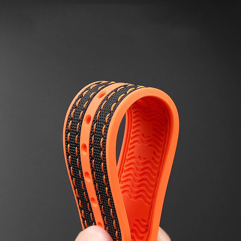 20mm 22mm Nylon Rubber Watchband For Men Deployant Clasp Strap Watch Accessorie Silicone 240106